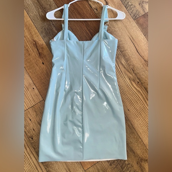 Finesse Shiny Light Blue Mini Dress - Picture 4 of 6